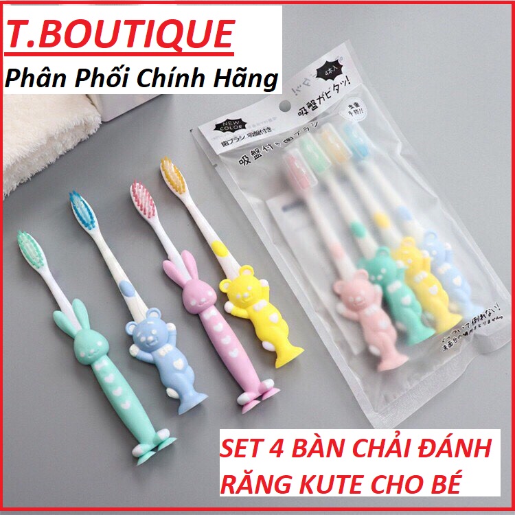 Bộ 4 Bàn Chải Đánh Răng Lông Mềm Dễ Thương Cho Bé, Xuất Nhật