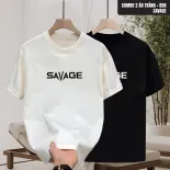 Áo thun cổ tròn nam nữ SAVAGE tay ngắn chất cotton mềm mại, áo thun unisex in họa tiết phong cách thời trang mới