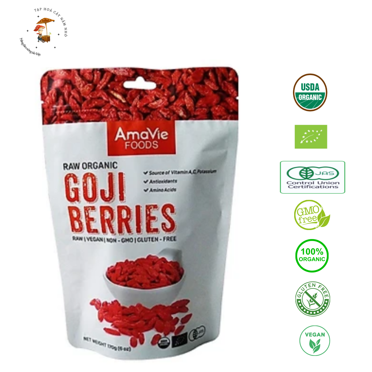 Kỷ tử hữu cơ amavie foods date 2023