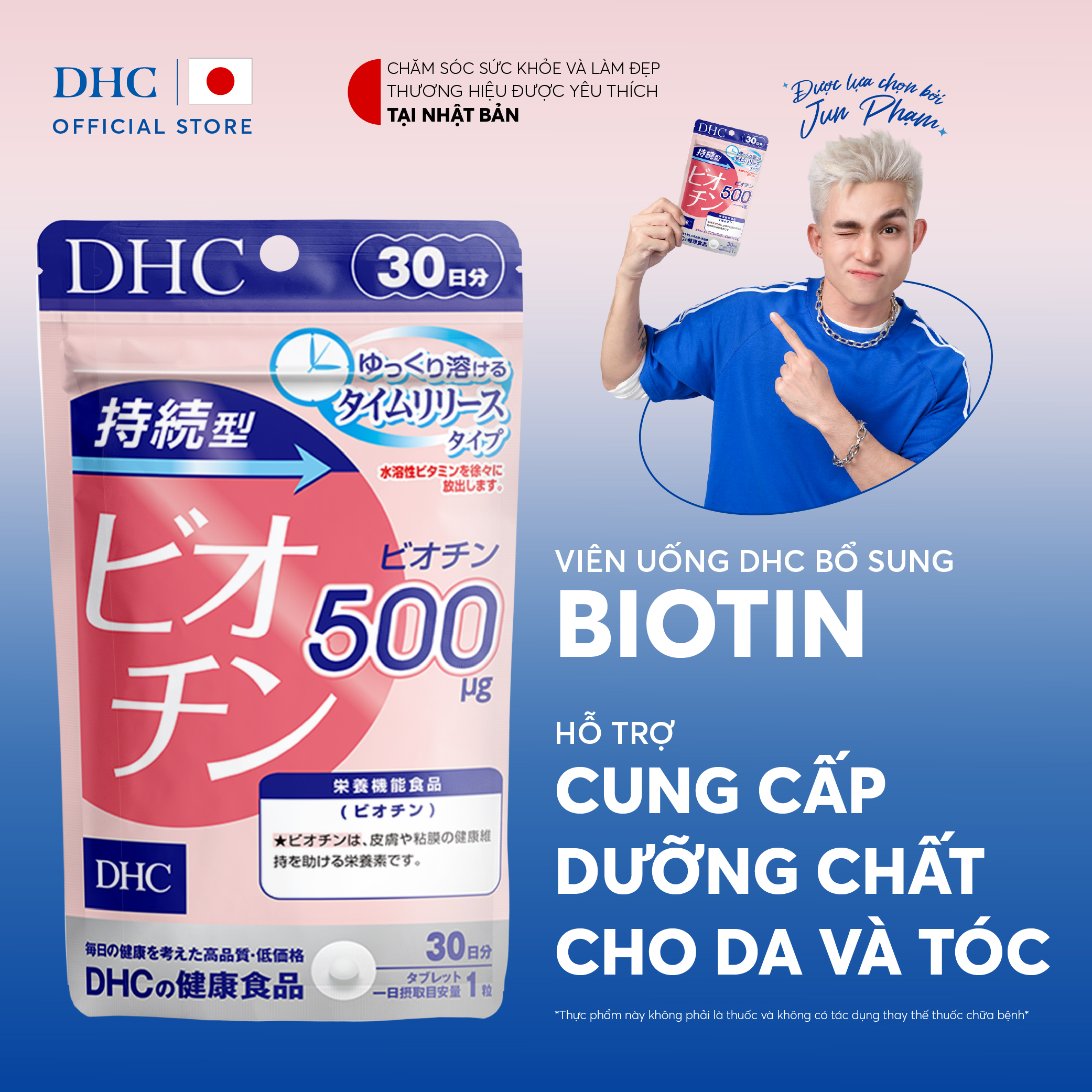 Thực phẩm bảo vệ sức khỏe DHC Sustained Release Biotin (30 ngày) - Dạng viên uống hỗ trợ bổ sung Bio