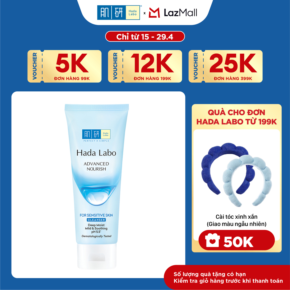 Sữa rửa mặt dưỡng ẩm dạng gel cho da nhạy cảm Hada Labo Advanced Nourish For Sensitive Skin Cleanser 80g