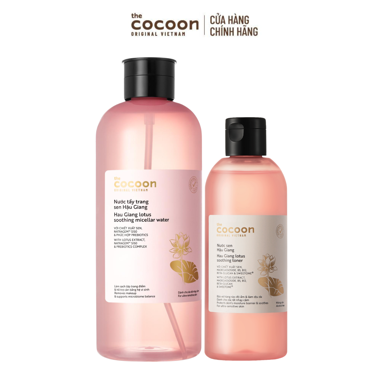 COMBO 1 Supersize Nước Tẩy Trang Sen Hậu Giang Cocoon 1000ml + Bigsize Nước Sen Hậu Giang 310ml