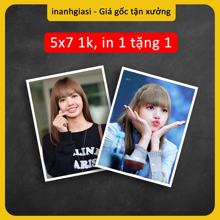 In ảnh 5x7 chỉ 1k in 1 tặng 1, có nhiều size ép lụa, plastic tràn viền, in 10 tấm tặng 10 tấm