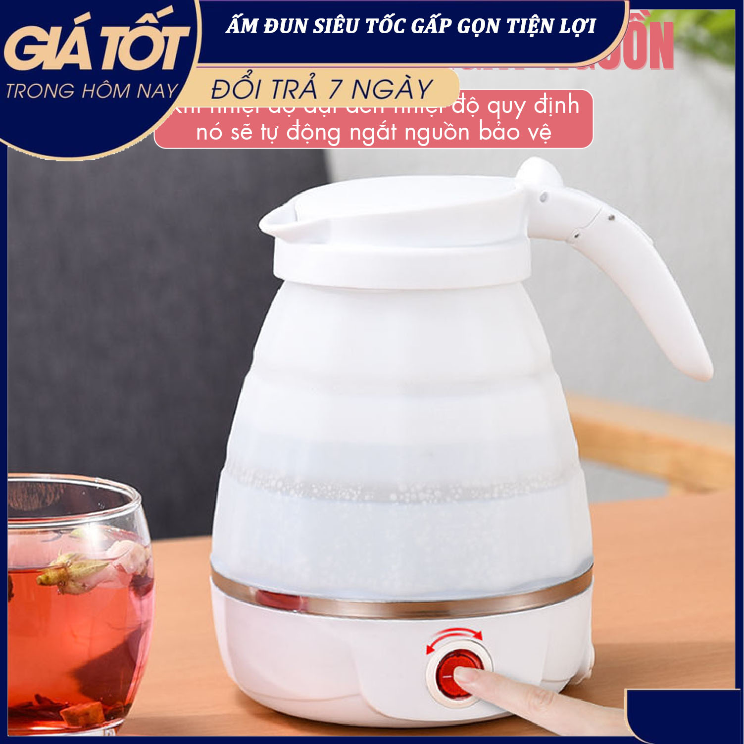 Ấm đun nước bằng điện - Ấm Đun Nước Gấp Gọn - Ấm siêu tốc gấp gọn WT-B6 600ml -Ấm đun siêu tốc cao cấp, bình đun siêu tốc-Ấm Đun Nước Siêu Tốc - Bình đun siêu tốc gấp gọn