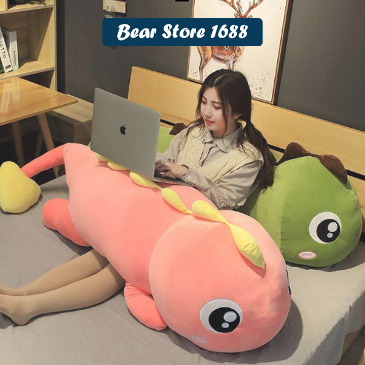 Gối Ôm Gấu Bông Khủng Long Mắt Lồi Hot Hit Vải Nhung Co Dãn 4 Chiều Hàng Cao Cấp