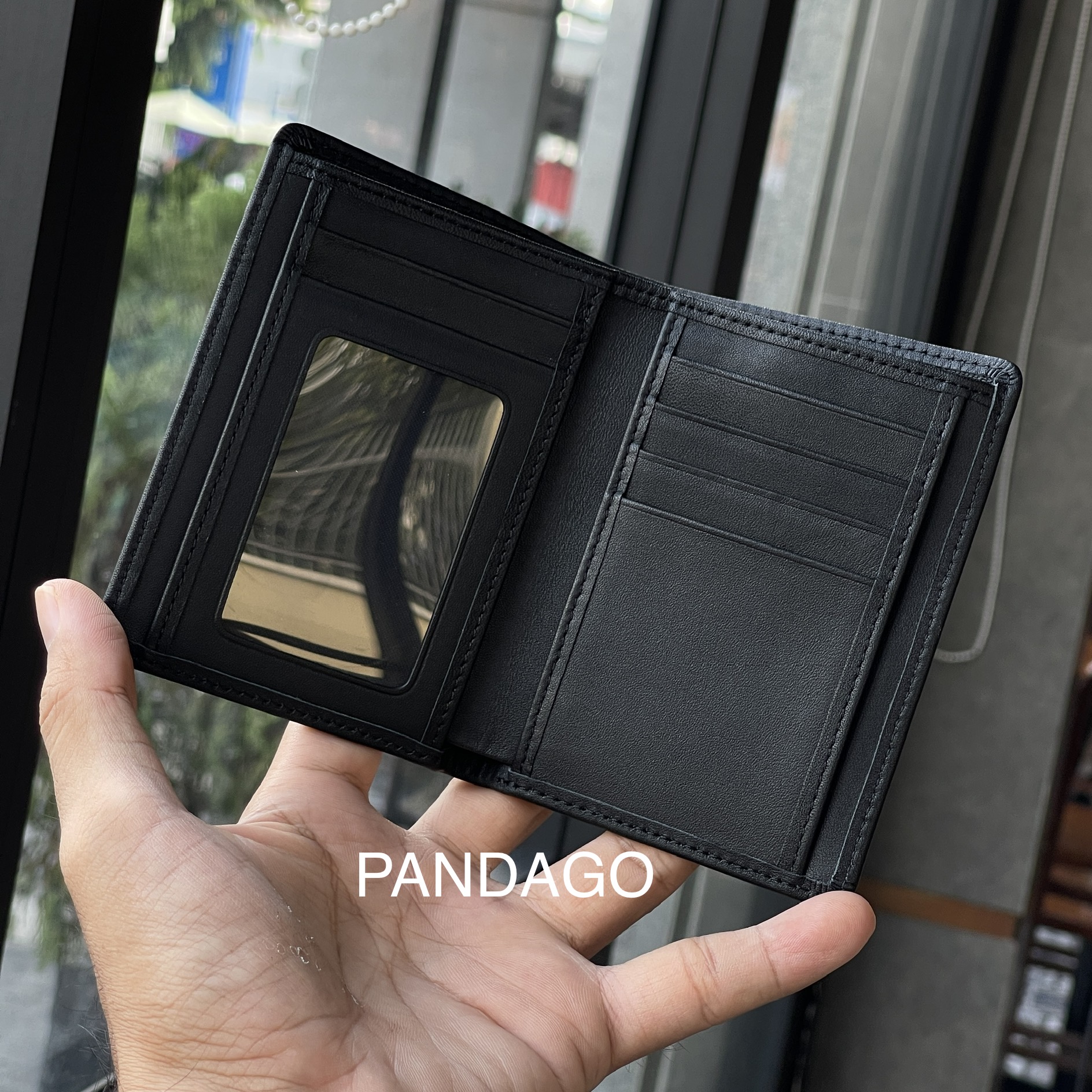 Ví nam da bò nappa pandago serena 03 dáng đứng cao cấp có khóa kéo