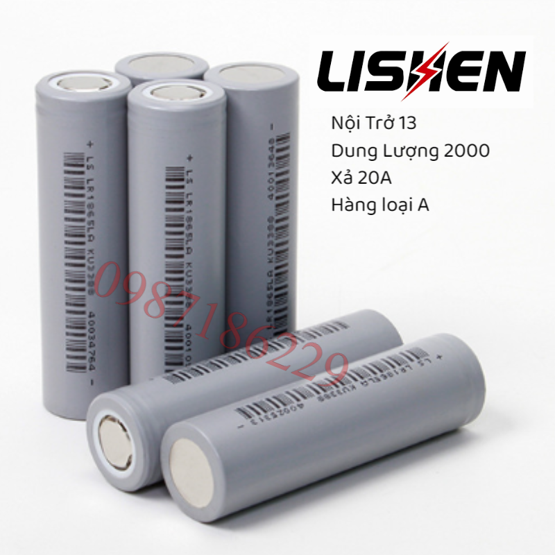 4 cell pin lishen 18650 mới dung lượng 2000 xả 20a bảo hành 1 đổi 1 trong 12 tháng pin loại a