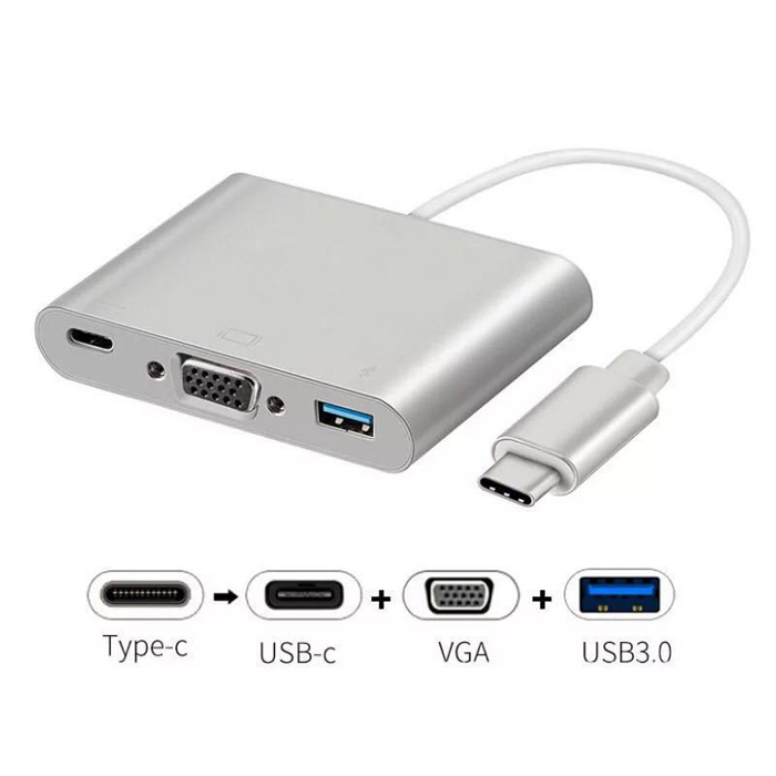 Cáp 3 in 1 chuyển đổi typec sang vga/ usb/ typec - hỗ trợ chất lượng fullhd - nhất tín computer
