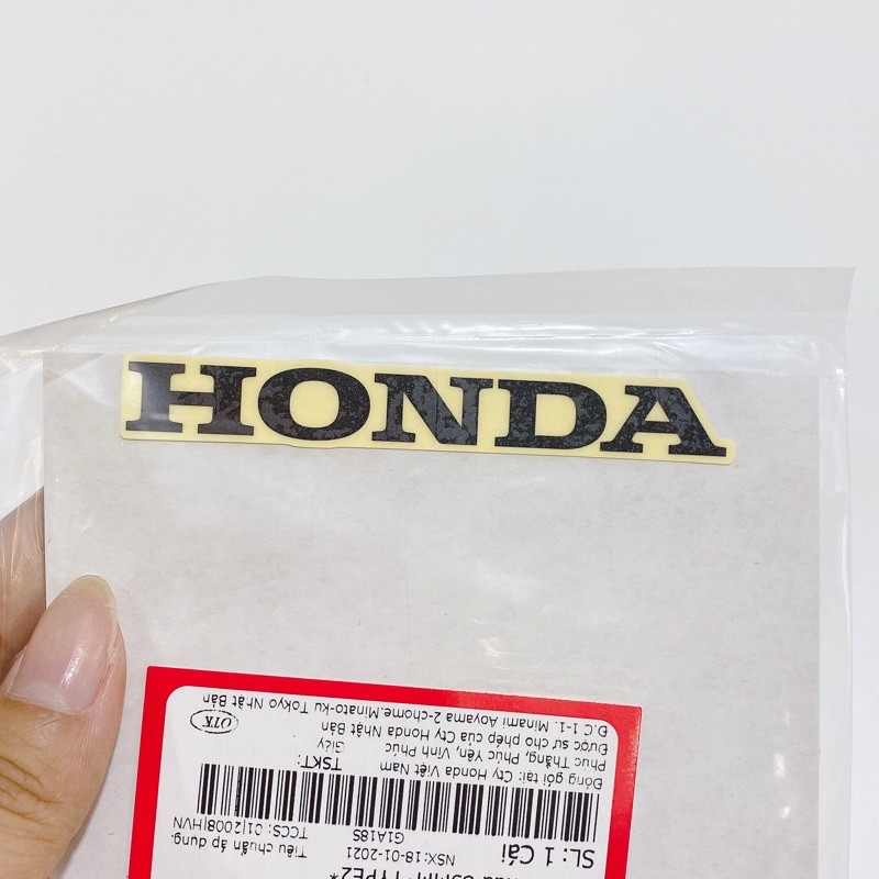 Decal tem chữ honda dài 85mm màu đen & màu bạc chính hãng