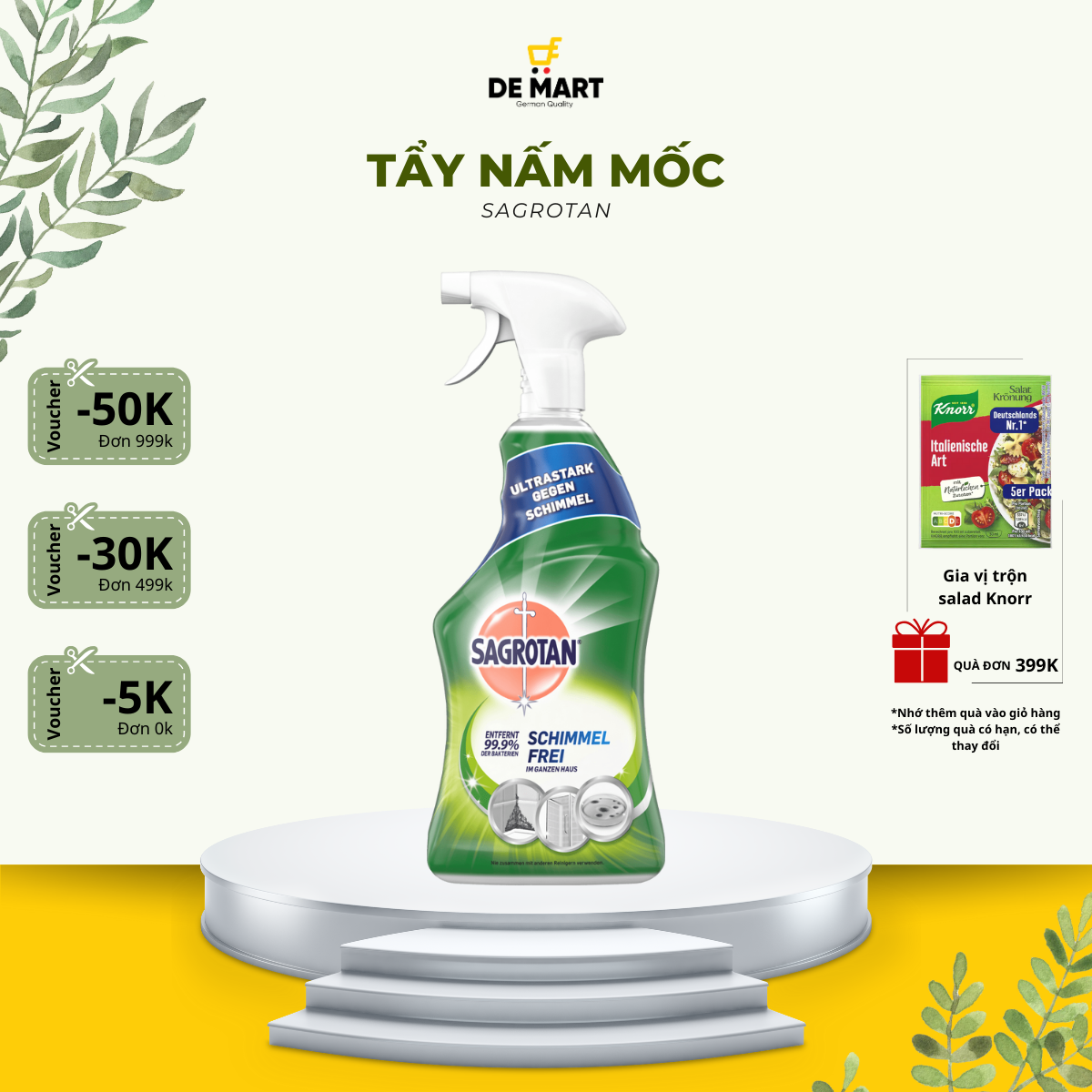 Xịt vệ sinh nấm mốc nhà cửa, làm sạch vết mốc, khử mùi hôi, SAGROTAN chai 750ml
