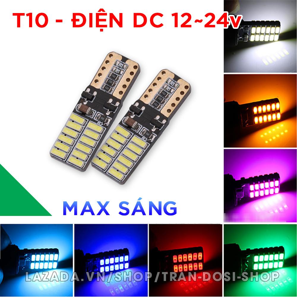 Cặp (02 bóng) đèn LED demi, xi nhan T10 4014 24smd điện DC 12-24v