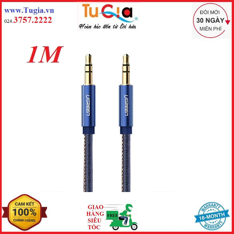 Cáp aux 3.5mm dài 1m chính hãng ugreen av113 40402 bọc jean cao cấp