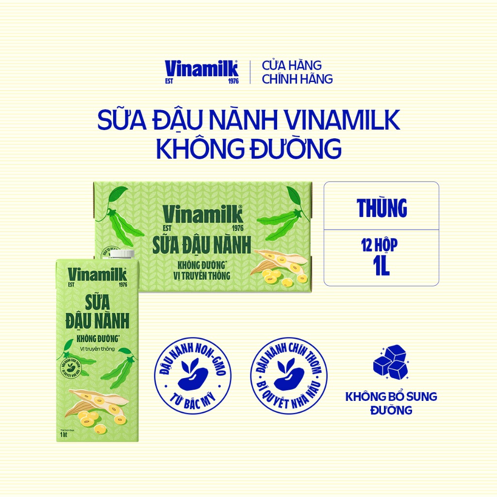 Thùng 12 Hộp Sữa đậu nành GoldSoy không đường 1L (Hộp giấy)