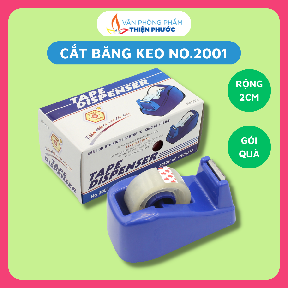 Cắt băng keo để bàn No.2001 dùng cho băng keo văn phòng, gói hàng THIỆN PHƯỚC