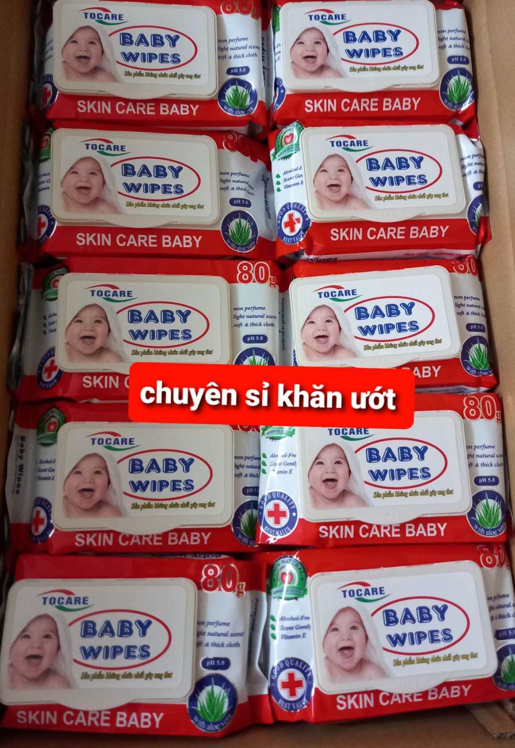 Combo 10 gói khăn ướt baby wipes 80g.
