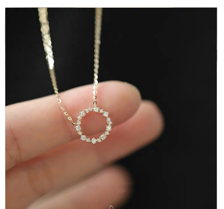 Dây chuyền nữ mạ vàng 14K không phai mặt tròn đính đá sang trọng, dây chuyền