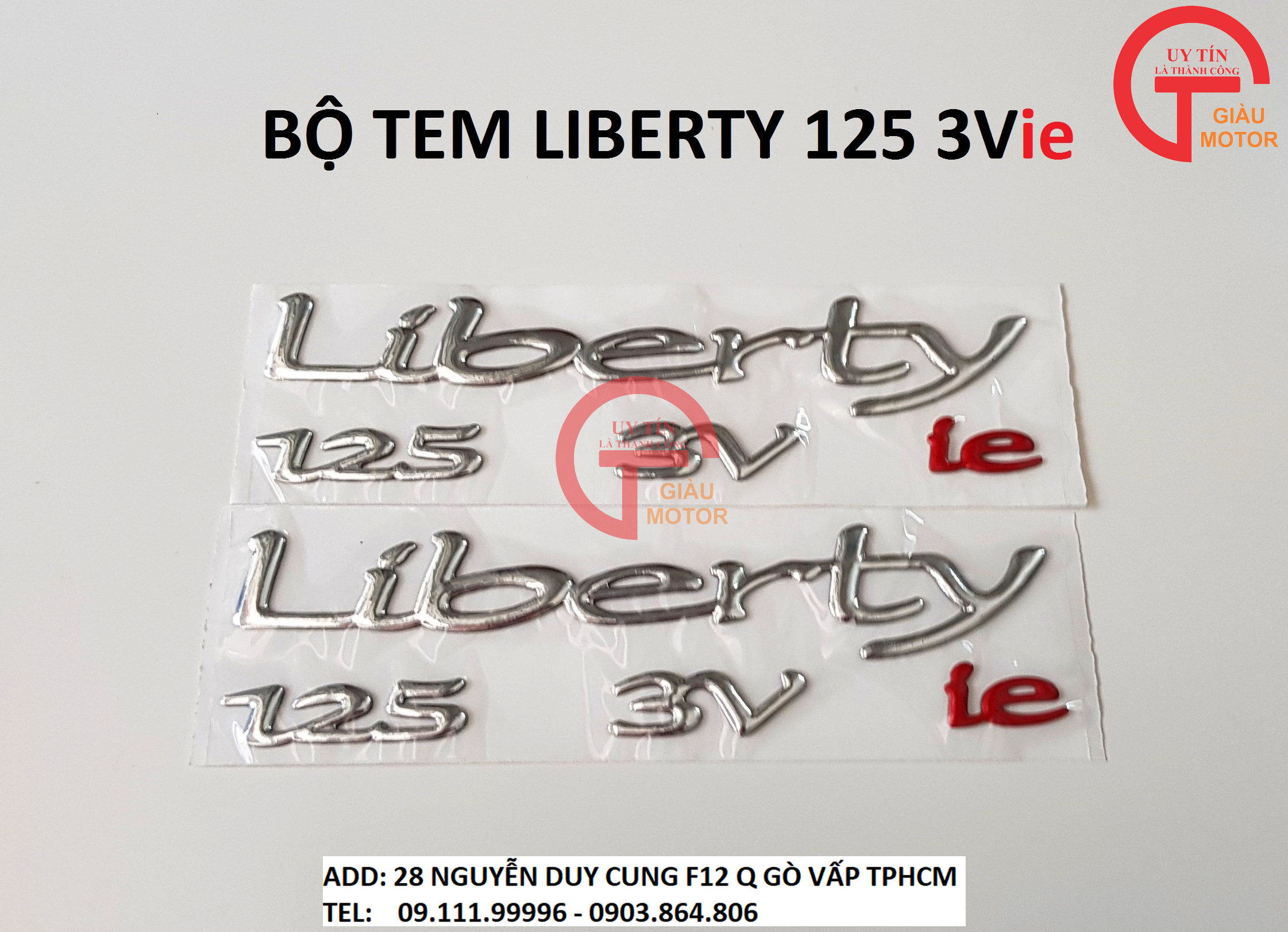 BỘ CHỮ NỔI LIBERTY 125 3V ie MÀU BẠC DÁN XE PIAGGIO LIBERTY