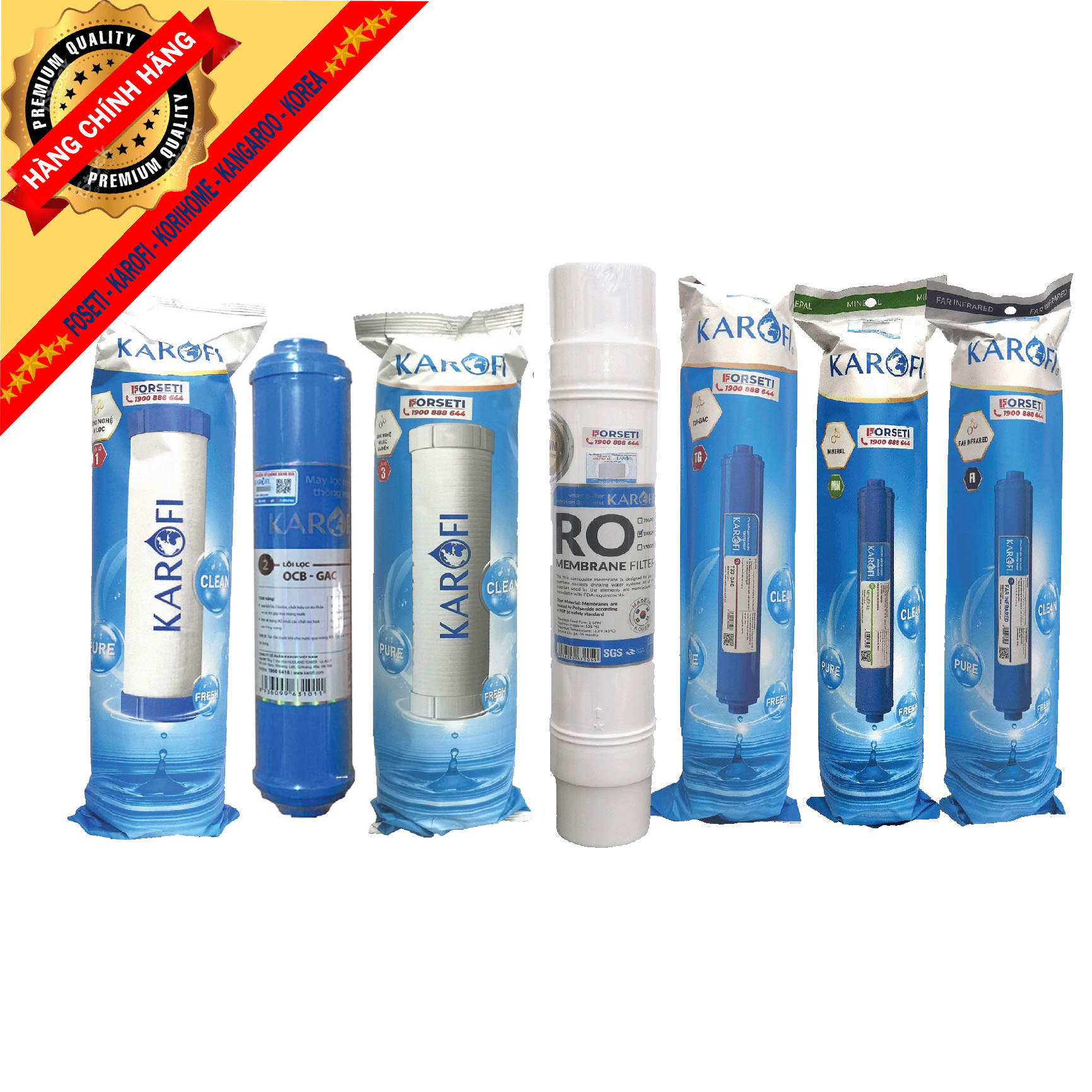 Combo 7 lõi lọc nước Karofi chính hãng dùng cho máy lọc nước Karofi N7RO