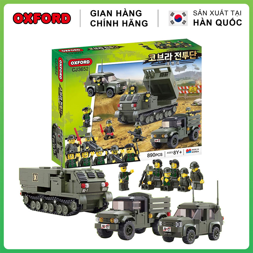 Đồ Chơi Lego Xếp Hình Quân Sự Xe Tăng - Xe Tải - Chiến Hạm - Bộ Lego Lính Oxford CJ3652 gồm 890 Chi Tiết - Phát Triển Trí Thông Minh 8 Tuổi | Handskid