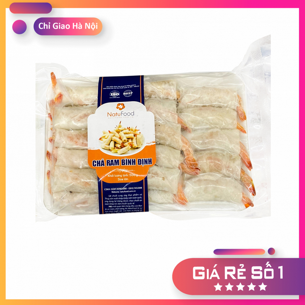 Chả ram bình định đặc sản size tôm lớn khay 500g - hải sản cao cấp natufood