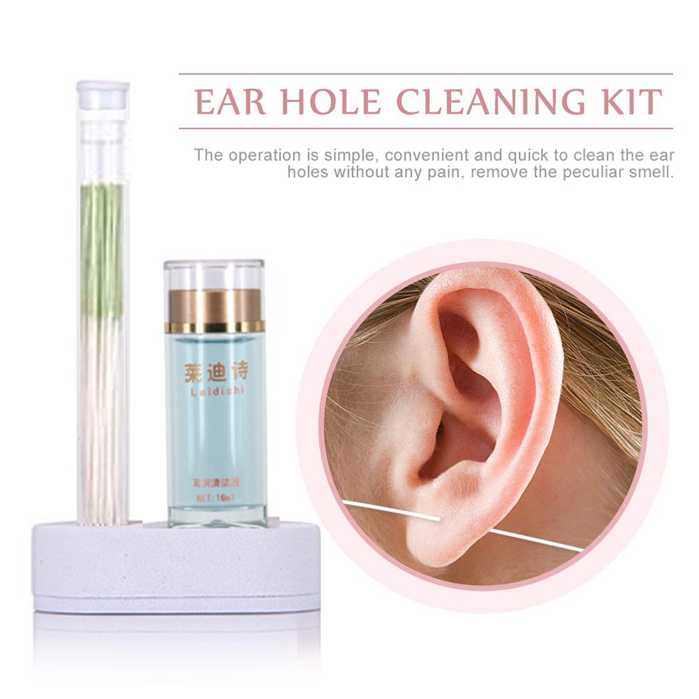 ZEEBR Dùng một lần Phòng chống viêm Dụng cụ làm sạch tai Làm sạch bụi bẩn lỗ tai Loại bỏ ráy tai Làm sạch lỗ đinh tai Dây tai Bộ làm sạch tai xỏ Dây chuyền làm sạch lỗ tai Chất tẩy rửa lỗ tai