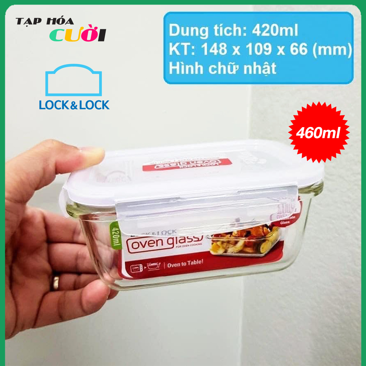 Hộp đựng đồ ăn mang đi hộp thủy tinh đựng đồ ăn lock and lock hộp cơm văn phòng 420ml