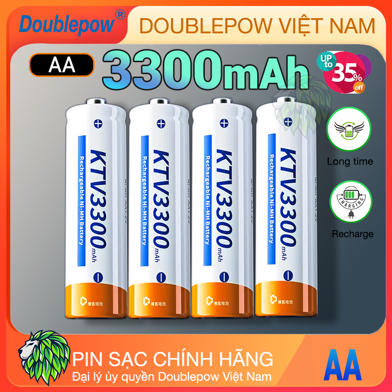 Bộ 4 Pin Sạc AA 3300mAh - Pin tiểu sạc AA 1.2V 1.5V Pin Micro Karaoke, đồ chơi trẻ em, Pin Sạc AA Công Suất Lớn, Pin con thỏ AA mẩu mới 2025 (Trắng cam)