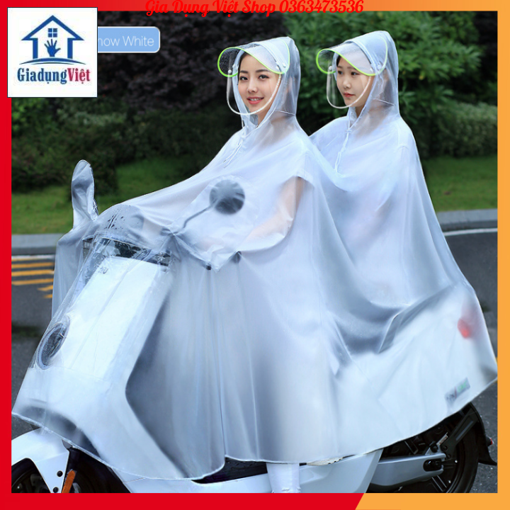 Áo Mưa Trong Suốt Thời Trang WHITE CLOUDY Thành Long 2 Mũ Siêu Dai