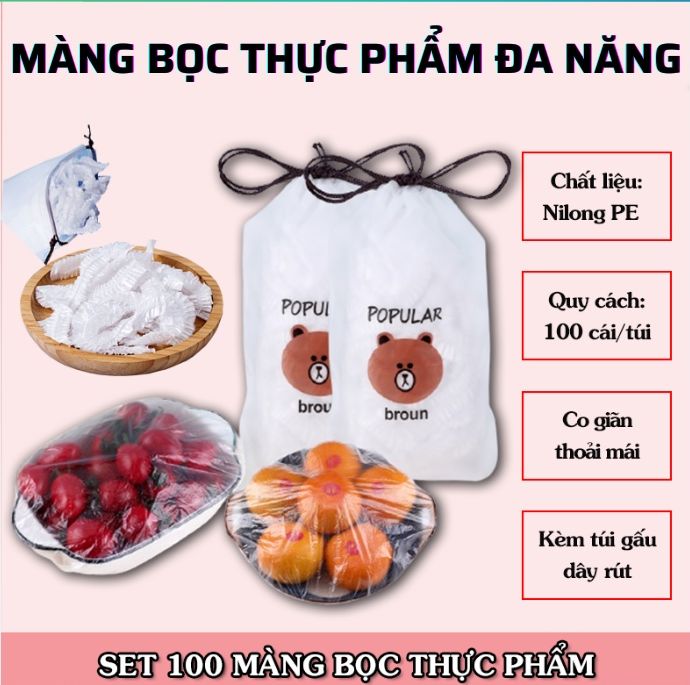 Túi bọc thực phẩm có chun - màng bọc thực phẩm co giãn hình gấu