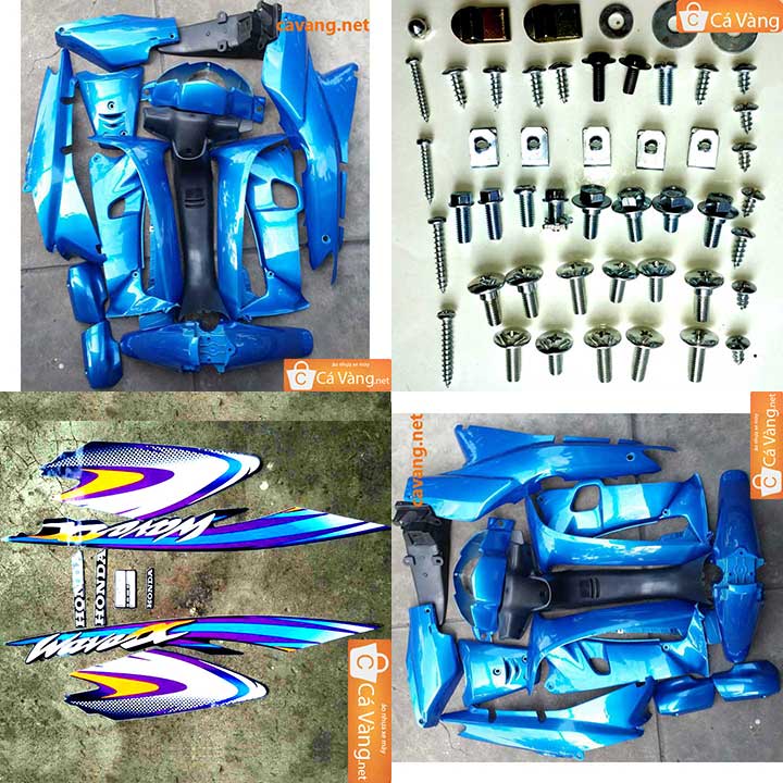 [HCM]Dàn áo xe WAVE ALPHA NHỎ + TEM + ỐC NHỰA PP ĐEN MÀU XANH DA