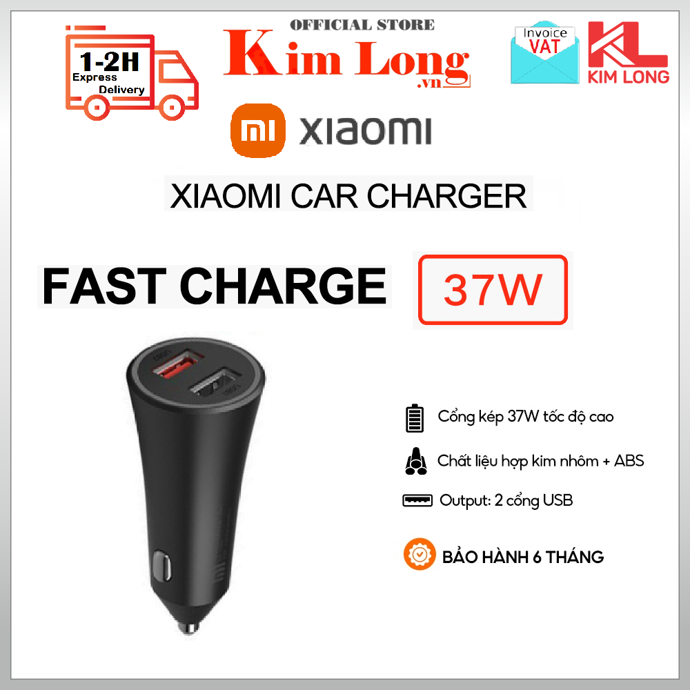 Tẩu sạc xe hơi ô tô Xiaomi Mi Car Charger Pro - 2 cổng sạc Usb sạc nhanh 37W - Bảo hành chính hãng