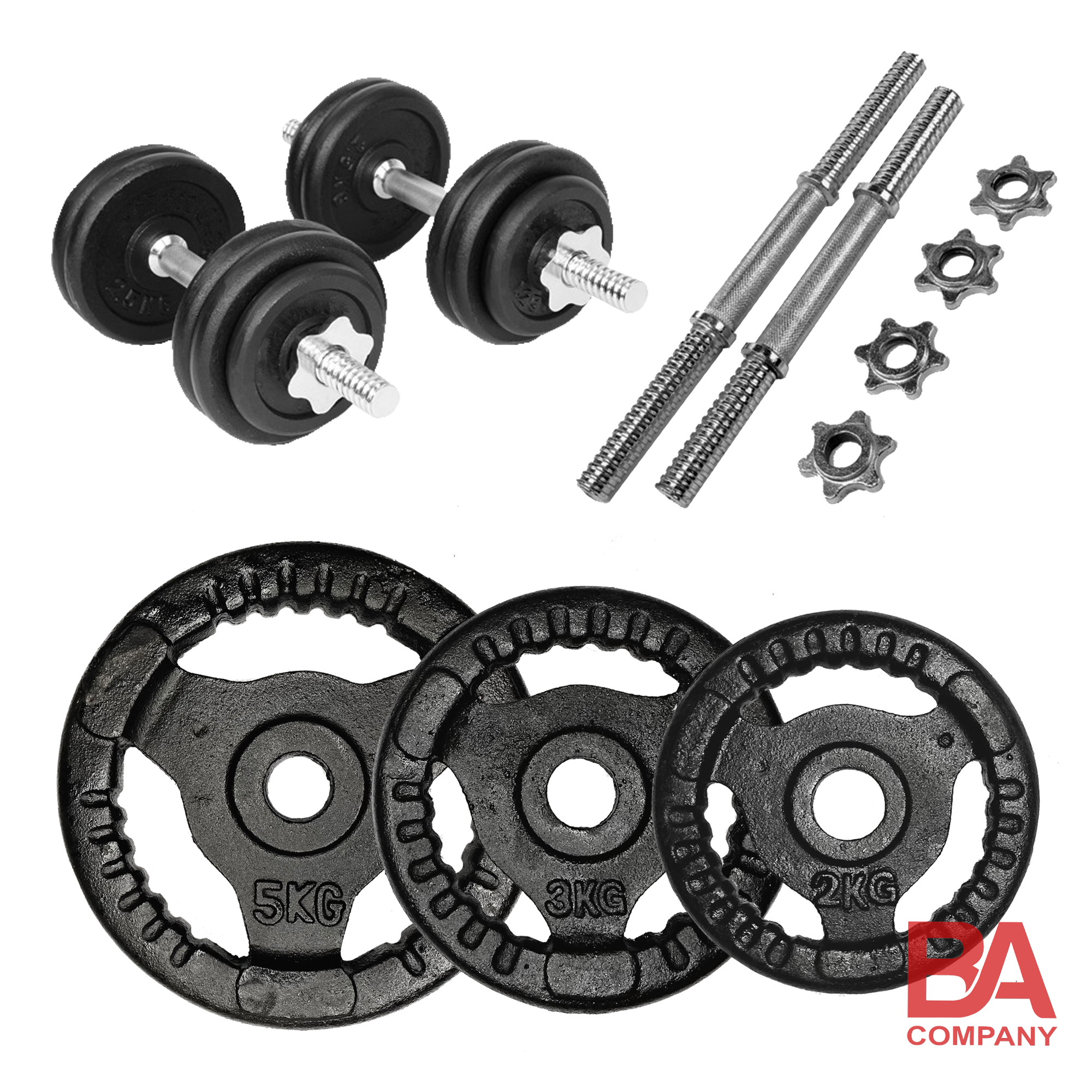 Bộ 2 tạ tay 21,7kg , tạ gang lỗ phi 30, đòn tạ sắt xi phi 27