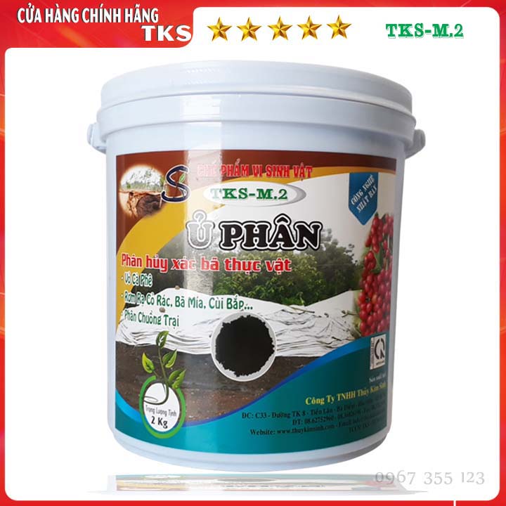 Xô 2kg Chế Phẩm Men Vi Sinh Ủ Phân Chuồng, Vỏ Cà Phê, Rác Thải Hữu Cơ  TKS-M2 Bột Hòa Tan