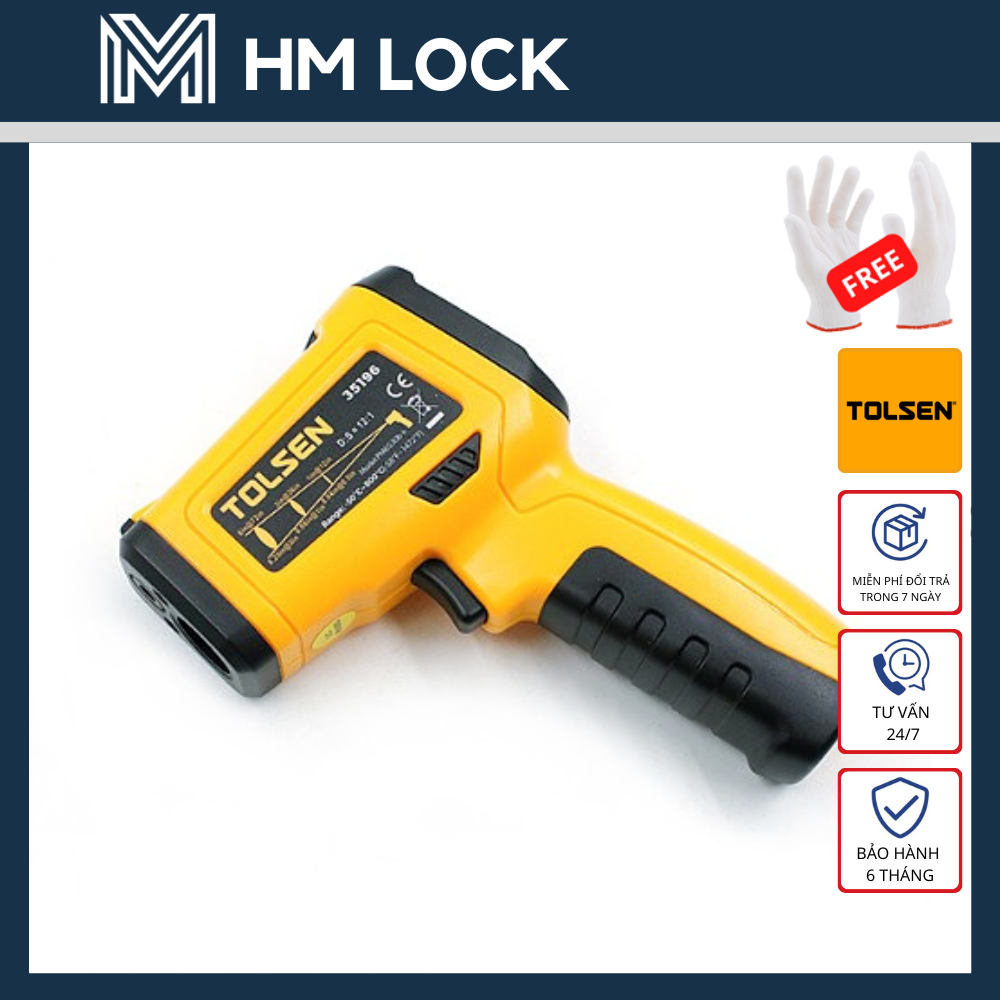 Máy đo nhiệt kế hồng ngoại -50 đến 800c tolsen 35196 - hàng chính hãng - hm lock