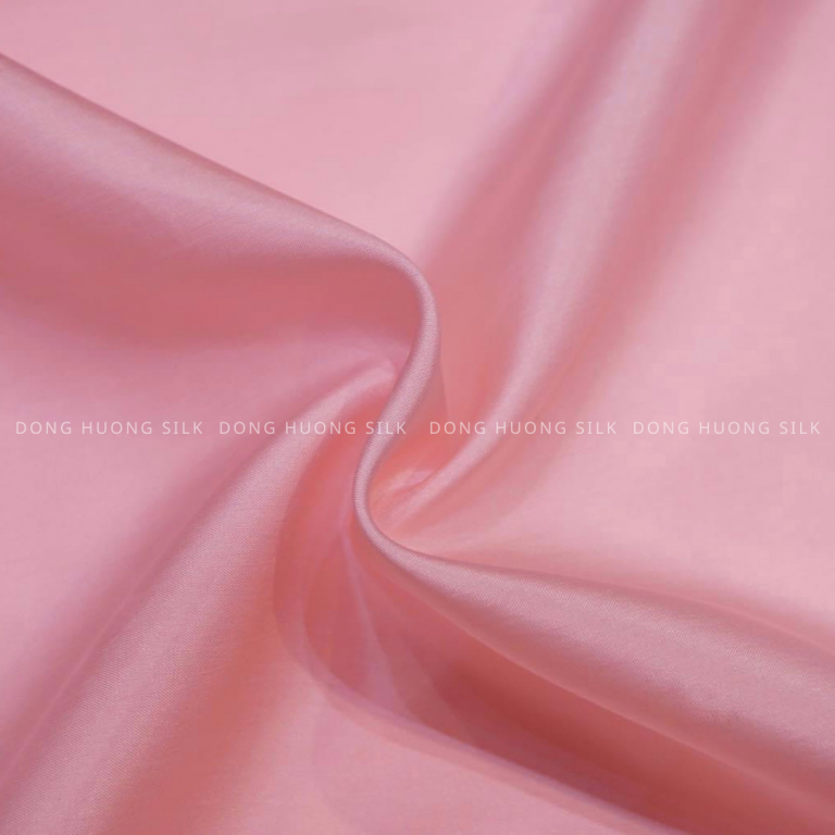 Vải lụa tơ tằm 100% silk trơn màu hồng phấn – ltt01