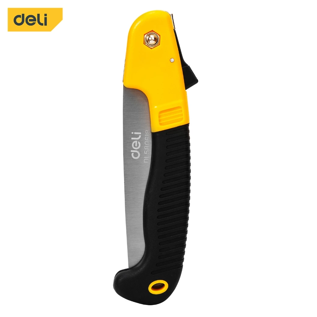 Cưa Gấp Cắt Cành 180mm Lưỡi Thép SK5 Siêu Bén chống rỉ sét Chính Hãng Deli. EDL580618