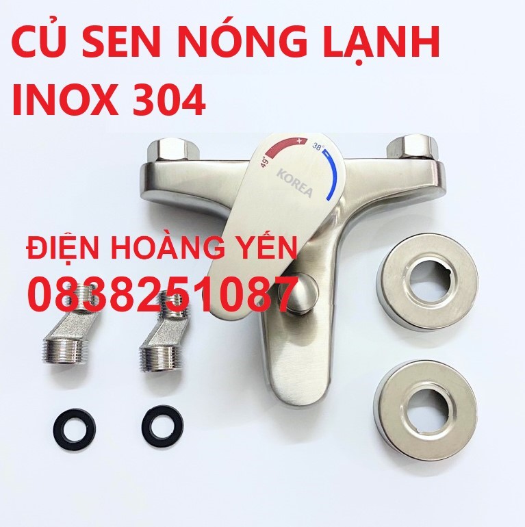 Bộ củ sen tắm nóng lạnh inox 304 - thân trúc tròn - vòi sen nóng lạnh