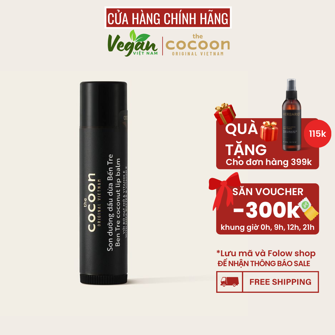 Son dưỡng dầu dừa Bến Tre 5g giúp đôi môi căng mọng, chống khô môi - Vegan Việt Nam
