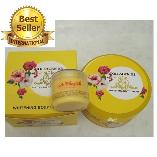 Combo 1 hộp kem dưỡng trắng body Collagen X3 kèm 1 hũ kích trắng X6
