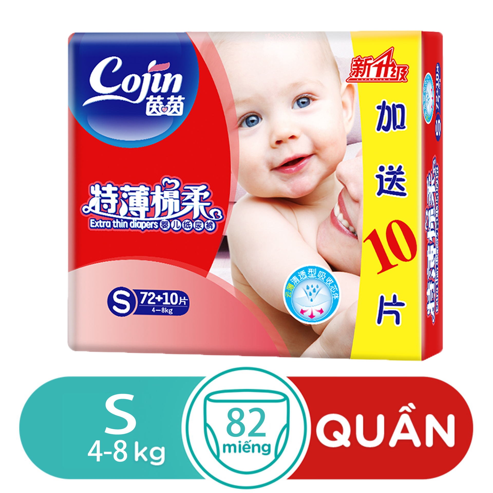 [MIỄN PHÍ VẬN CHUYỂN] Tã/Bỉm COJIN siêu mỏng thoáng khí và khô ráo M68 - Gói 68 miếng (Cho Bé Từ 5-11Kg)/ L58 - Gói 58 miếng (Cho Bé Từ 10-14Kg)