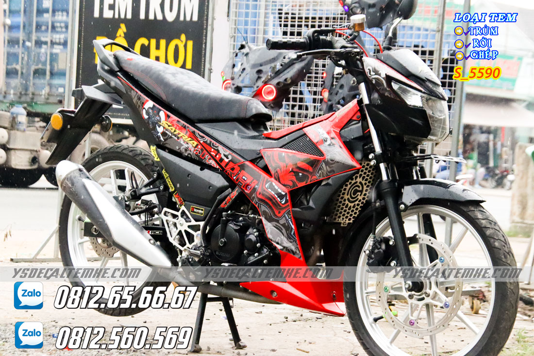 Tem rời Satria,Raider đỏ đen Samurai