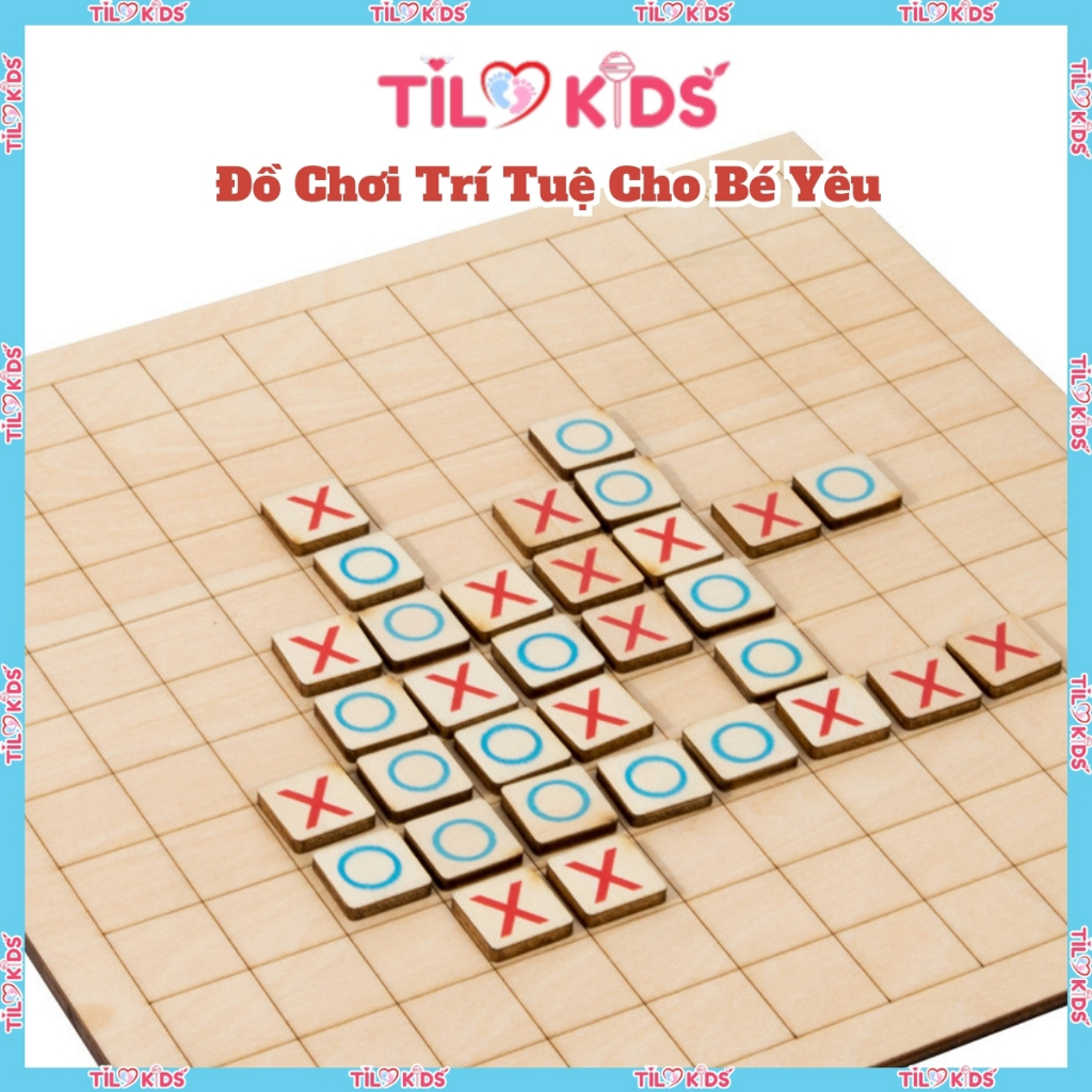 Đồ chơi bộ cờ caro bằng gỗ TILO KIDS, trò chơi trí tuệ giúp trẻ phát triển tư duy khả năng ghi nhớ và nhận biết