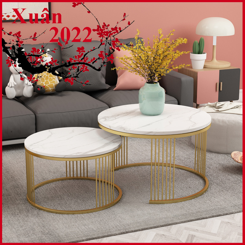 Bàn trà Funhouse mặt đá cẩm thạch. Bàn sofa phòng khách phong cách Bắc Âu cao cấp - A13