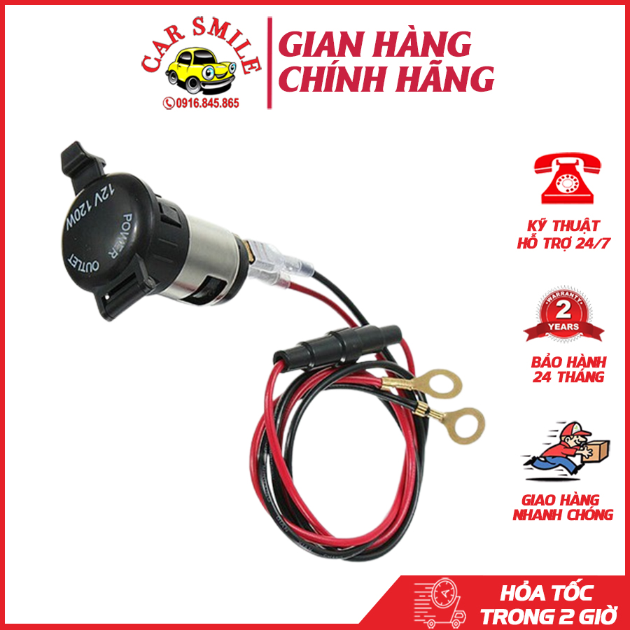 Tẩu cắm nguồn ô tô cái 12,24v - ổ sạc xe smile car