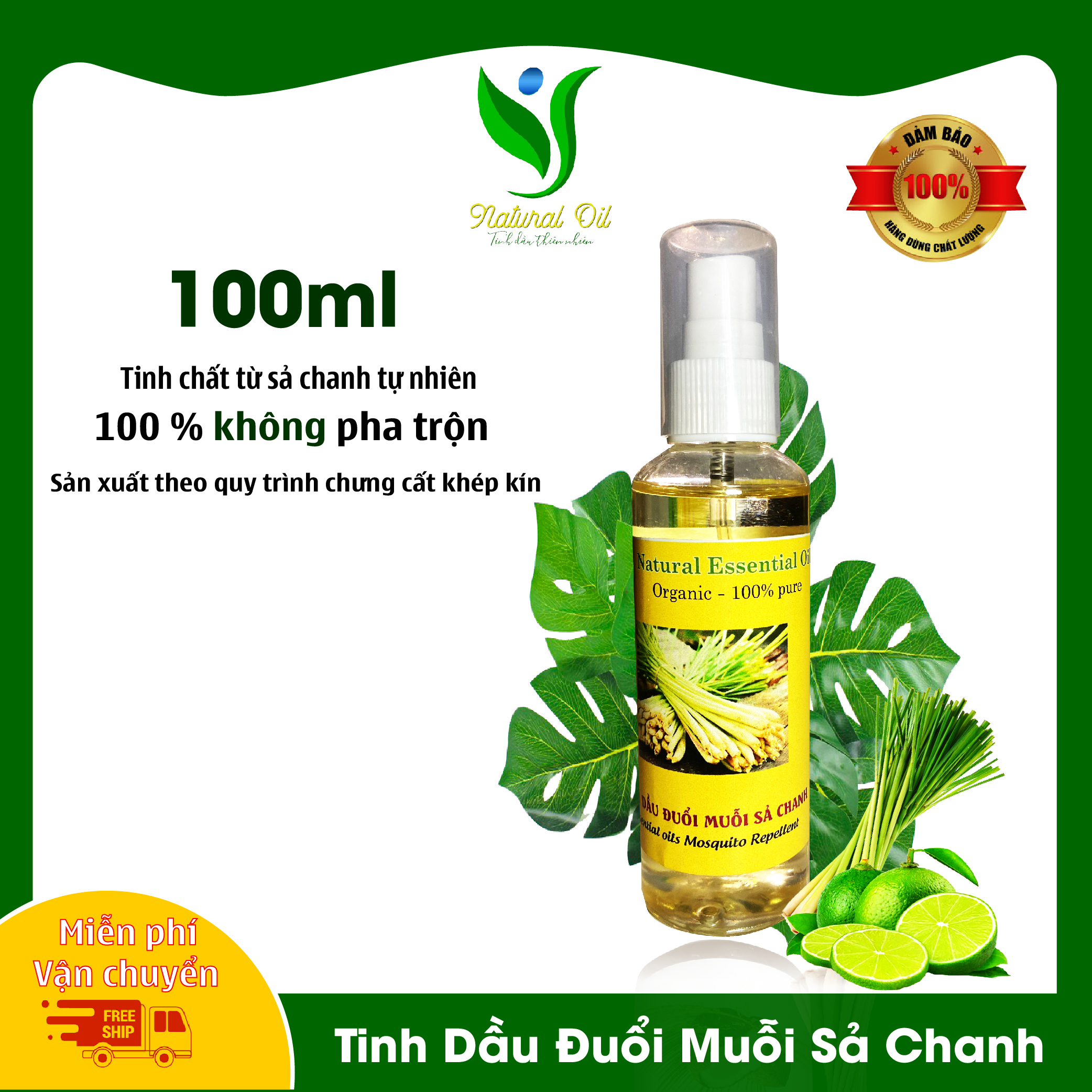 Tinh dầu đuổi muỗi sả chanh lọ 100ml - đánh bay hết muỗi