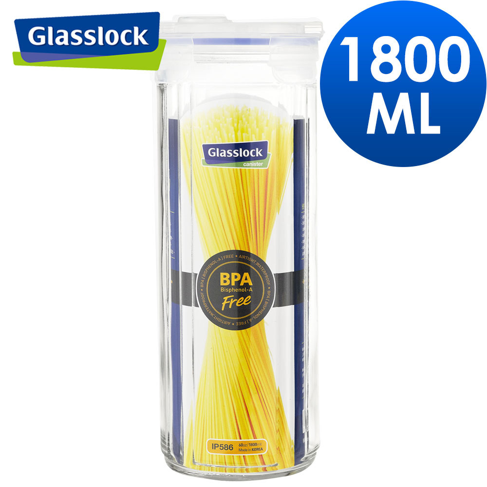 Hũ đựng mì ống, hạt....thủy tinh cao cấp Glasslock hình trụ tròn 1800ml - Made in Korea