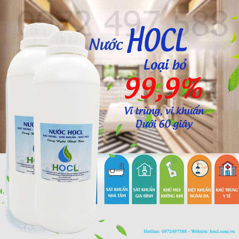 Combo 2 chai nước khử trùng khử khuẩn HOCL 1 lít