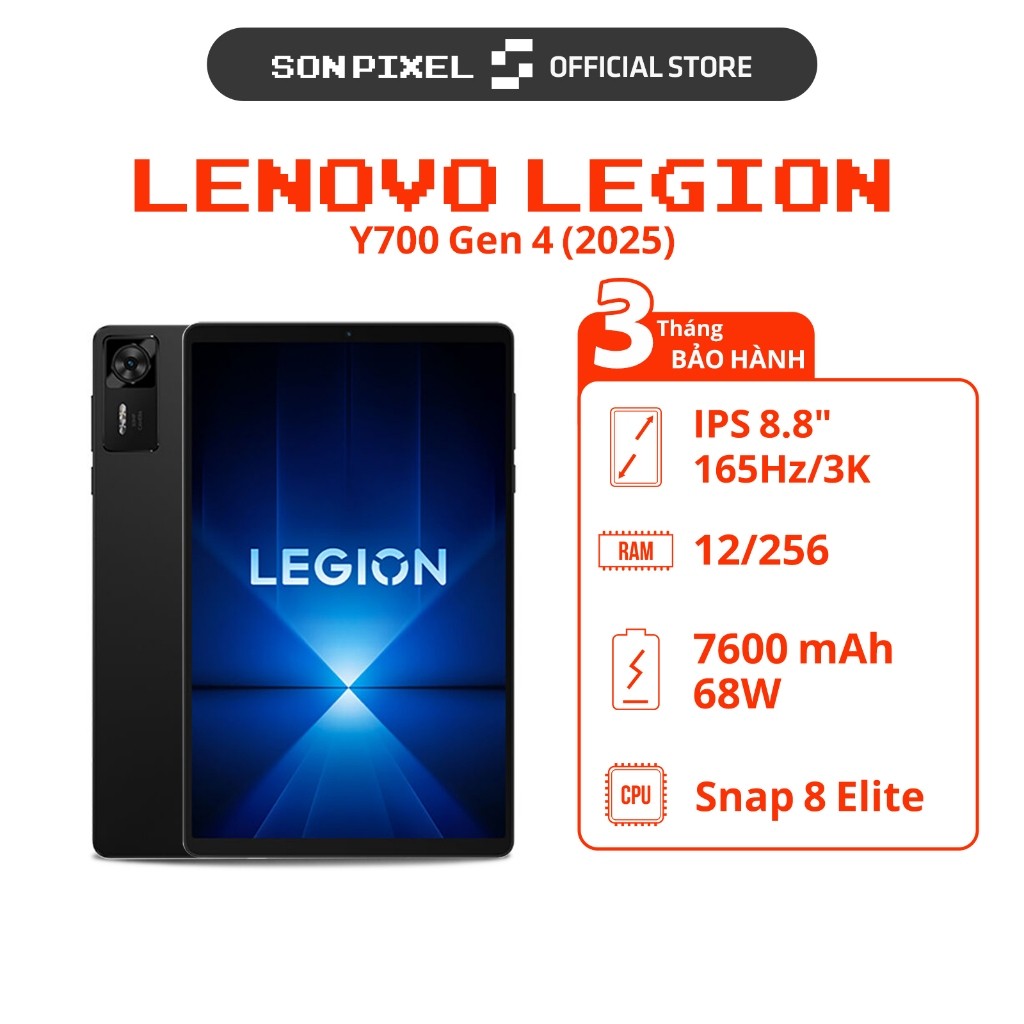  Lenovo Legion Y700 Gen 4  2025  Chip Snapdragon 8 Elite 8.8 inches 165Hz Ram 12 256GB Pin 7600mAh . SonPixel 