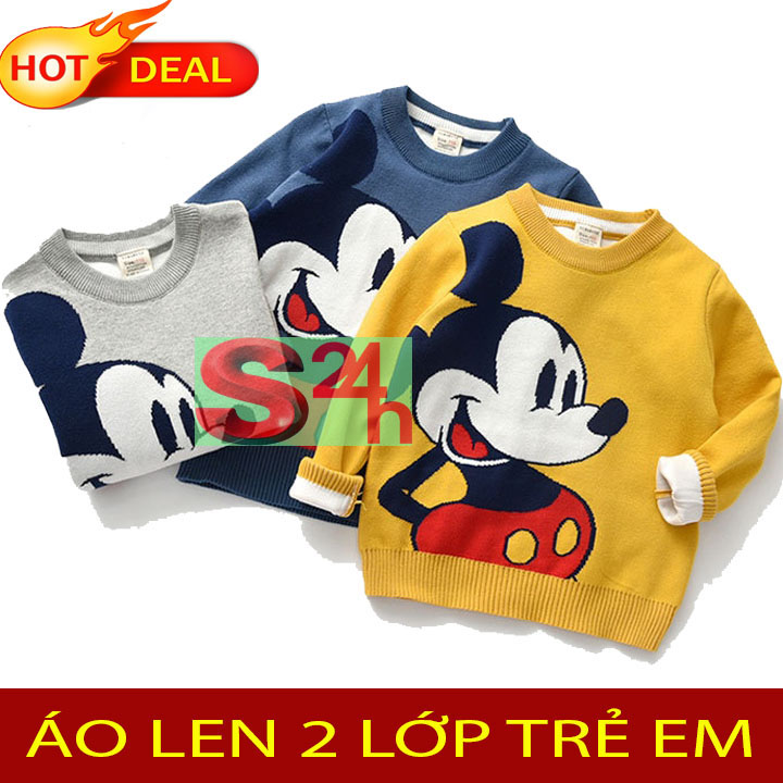 Áo len 2 hai lớp ấm áp mùa đông bé trai bé gái giữ nhiệt cho trẻ em TE07