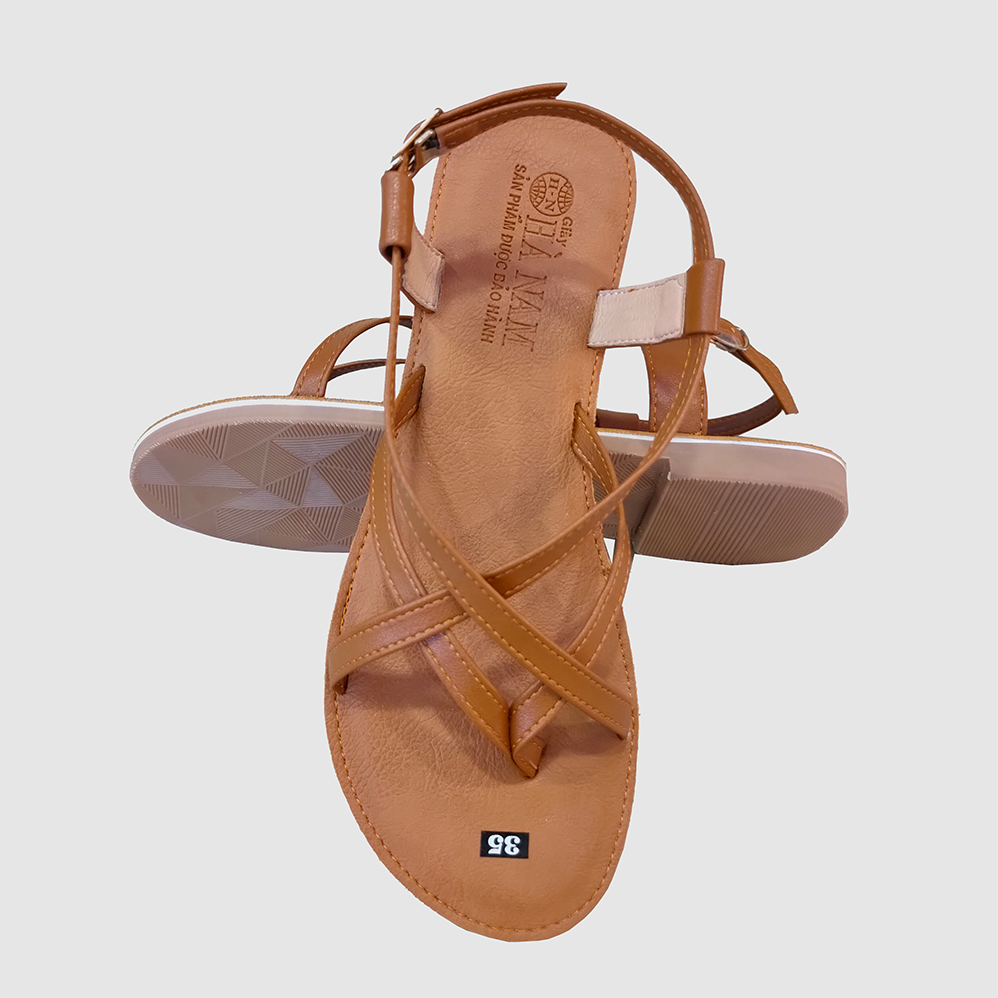 Giày sandal nữ đế bệt da bò thật hà nam thời trang cao cấp 3cm dnu2074